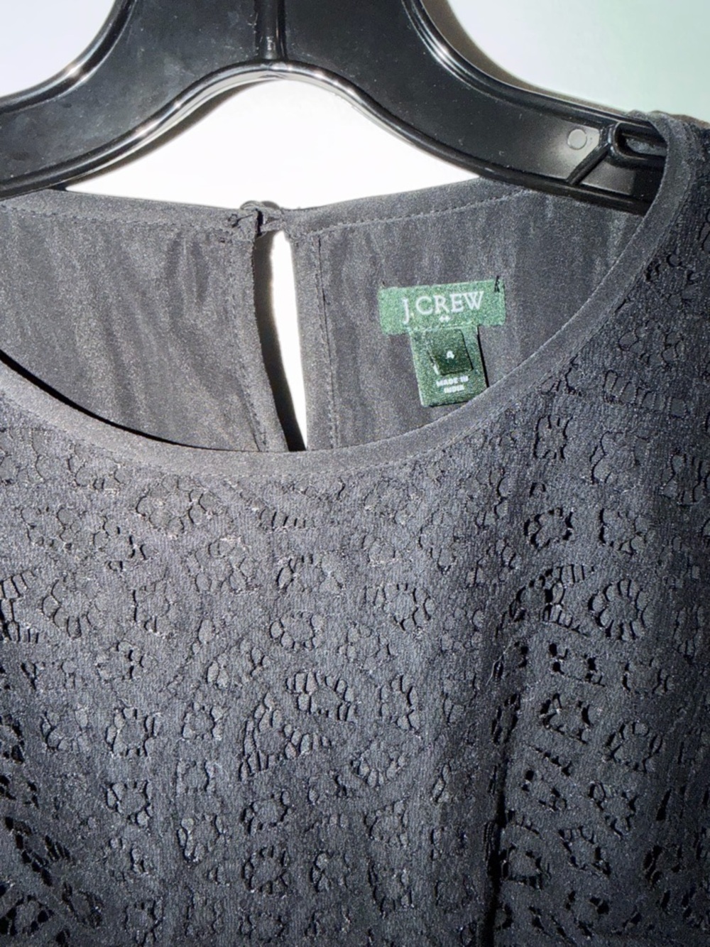 J. Crew Black Lace Overlay Round Neck Top - Picture 2 of 3